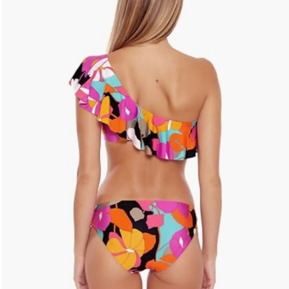 Trina Turk Women's Standard Gemini One Shoulder Ruffle Bikini Top Size 10 7653 - Picture 2 of 2